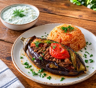 Karnıyarık & Domates Pilav & Cacık görseli