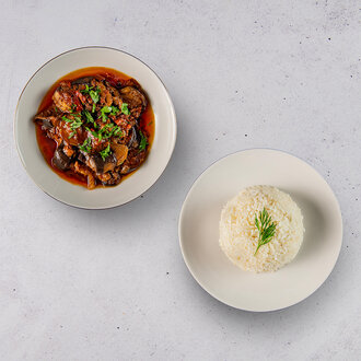 Patlıcan Musakka & Pirinç Pilavı (İkili Tabak) görseli