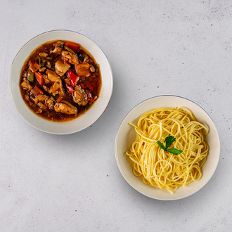 Barbekü Soslu Tavuk & Spaghetti Makarna görseli