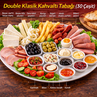 Double Klasik Kahvaltı Tabağı (30 Çeşit) görseli