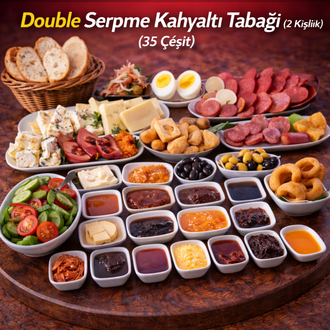 Double Serpme Kahvaltı Tabağı (2 Kişilik) (35 Çeşit) görseli