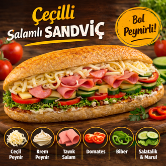 Çeçilli Salamlı Soğuk Sandviç görseli