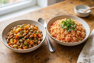 Zeytinyağlı Pilaki & Domatesli Pilav görseli