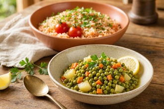 Zeytinyağlı Bezelye & Domatesli Pilav görseli