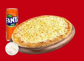 Büyük Boy Margherita Pizza + Kutu İçecek + Sos görseli