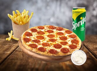 Büyük Boy Solo Pizza & Kutu İçecek & Sos Menü görseli