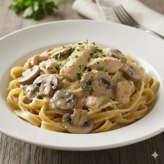 Fettucini Tavuklu Kremalı Mantarlı görseli