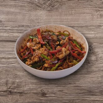 Sebzeli Erişte Üstü Kung Pao Tavuk görseli