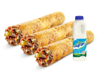 3'Lü Et Döner Medium Dürüm Menü görseli