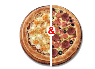 Yarı Yarıya Peynir Sever & Karışık Pizza görseli