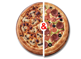 Yarı Yarıya Mantarlı & Karışık Pizza görseli