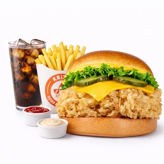 Cheddar Burger + İçecek + Patates Kızartması + 2 Adet Sos görseli