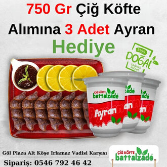 Çiğ Köfte (750 Gr.)+(250 Gr Hediye) 3 Ayran Hediyeli (15 Cl.) görseli