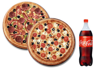 2 X Zengin Pizza + 1 L Coca Cola + Hediye görseli