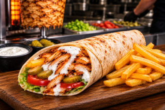 Sarımsaklı Yoğurtlu Tavuk Döner Dürüm (100 Gr.) görseli