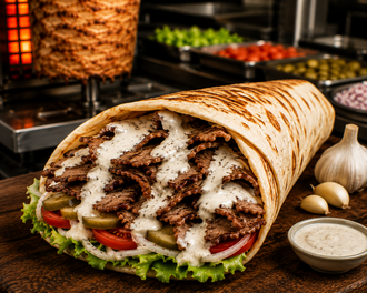 Sarımsaklı Yoğurtlu Et Döner Dürüm (100 Gr.) görseli