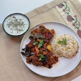 Patlıcan Oturtma+pirinç Pilavı+cacık görseli