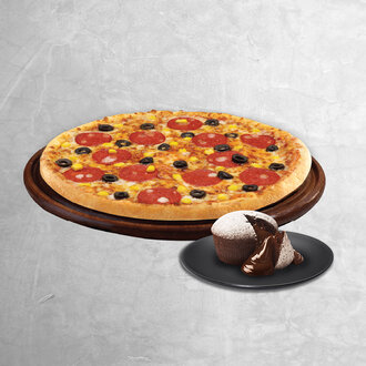 Büyük Boy Pizza + Çikolatalı Sufle görseli