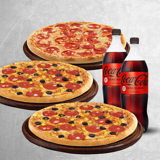 3 Adet Büyük Boy Pizza + 2 Adet Litrelik İçecek görseli