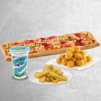Pizzetta + Tavuk + Patates + Ayran (200 Ml.) + Boyama Defteri görseli