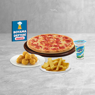 Küçük Boy Paketos + Paketosla (10'Lu Çıtır Tavuk Topları + Küçük Boy Patates) + Ayran (200 Ml.) + Boyama Defteri görseli