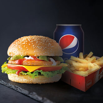 Piliç Cheeseburger & Kutu İçecek Menü görseli