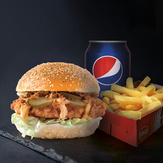 Peri Peri Piliç Burger (Orta Acılı) & Kutu İçecek Menü görseli