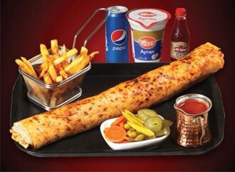 Kaşarlı Mega Tavuk Döner Dürüm Menü(110g) görseli