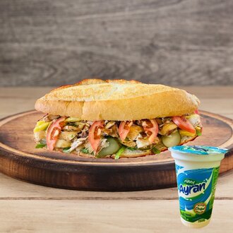 Tam Ekmek Arası Tavuk Döner + Ayran Menü görseli