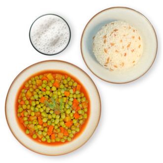 Etsiz Bezelye Yemeği & Arpa Şehriyeli Pirinç Pilavı & Ayran görseli