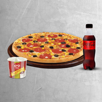 Orta Boy Pizza + Algida Dondurma + Coca-cola 33 Cl. (Algida Menüsü) görseli