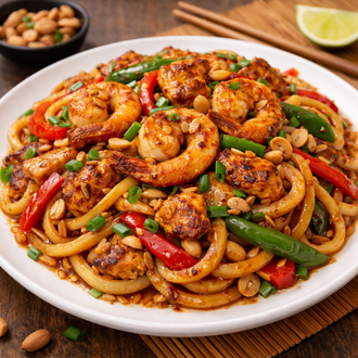 Cajun Fıstıklı Tavuklu Udon görseli