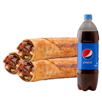 3'Lü Et Döner Dürüm (Medium) Menü görseli
