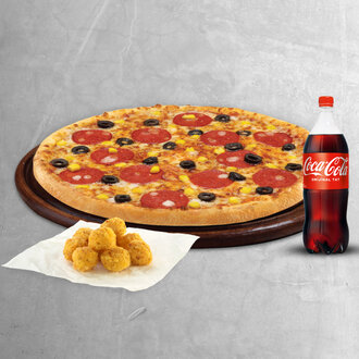 Pizza X-large (12 Dilim) + Litrelik İçecek + Seçili Lezzetler görseli