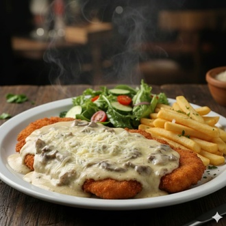Kremalı Mantarlı Kaşarlı Schnitzel görseli
