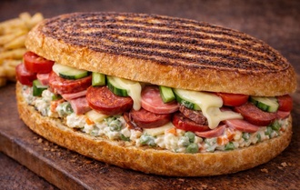 Yumurtalı Ekmeğe 5 Peynirli Tost görseli