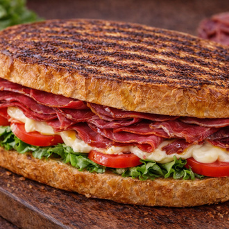 Yumurtalı Ekmeğe Pastırmalı Sandviç görseli