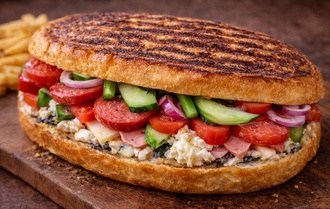 Yumurtalı Ekmeğe Izgara Sucuklu Sandviç görseli