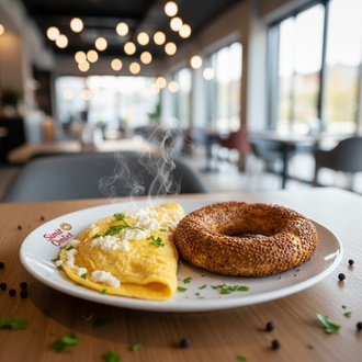 Beyaz Peynirli Omlet Simit görseli