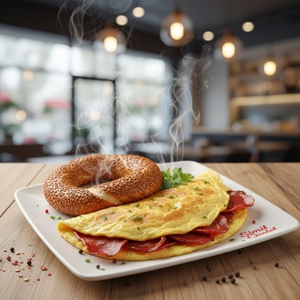 Pastırmalı Omlet Simit görseli