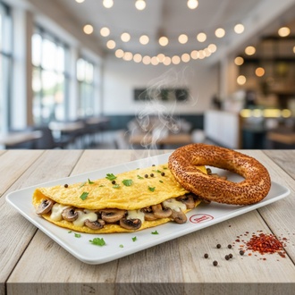 Mantar Kaşarlı Omlet Simit görseli