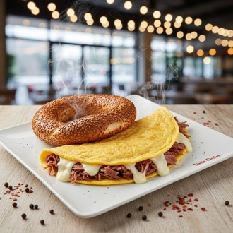 Kavurma Kaşarlı Omlet Simit görseli