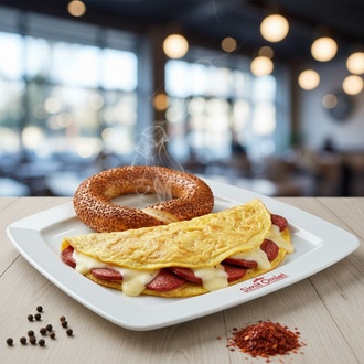 Sucuklu Kaşarlı Omlet Simit görseli