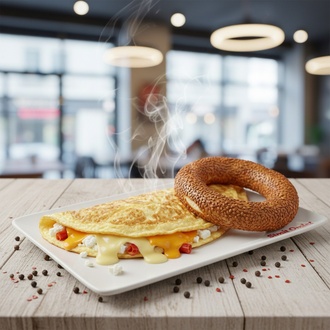 Üç Peynirli Omlet Simit görseli