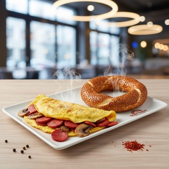 Sucuklu Mantarlı Omlet görseli