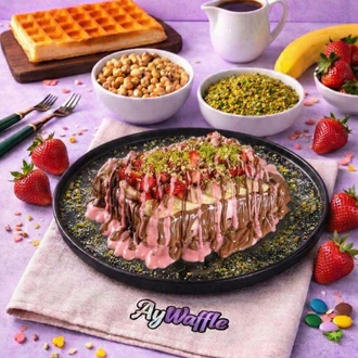 Çilekli Çikolatalı Waffle görseli