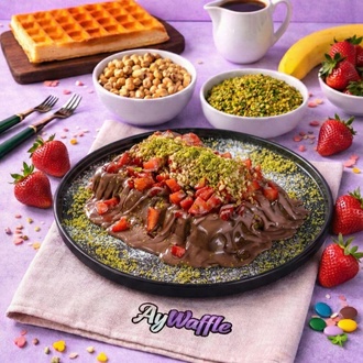 Sütlü Çilekli Waffle görseli