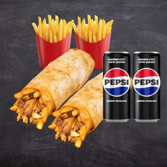 2 Kişilik Maxi Katık Döner Dürüm Menü (110 Gr.) görseli