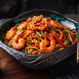 102- Karidesli Kajun Baharatlı Noodle görseli