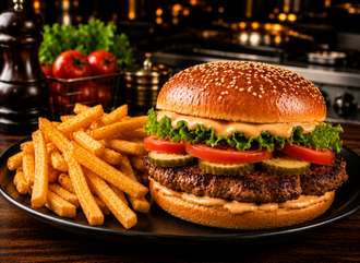 Köfte Burger & Patates Kızartması görseli